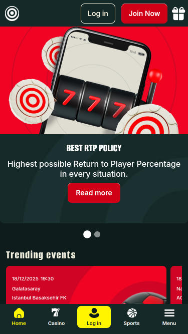 Page d'accueil mobile du casino Optibet