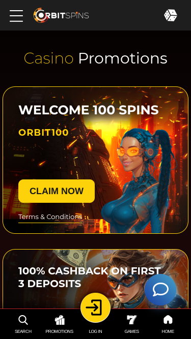 Orbit Spins Casino Mobile Promotions