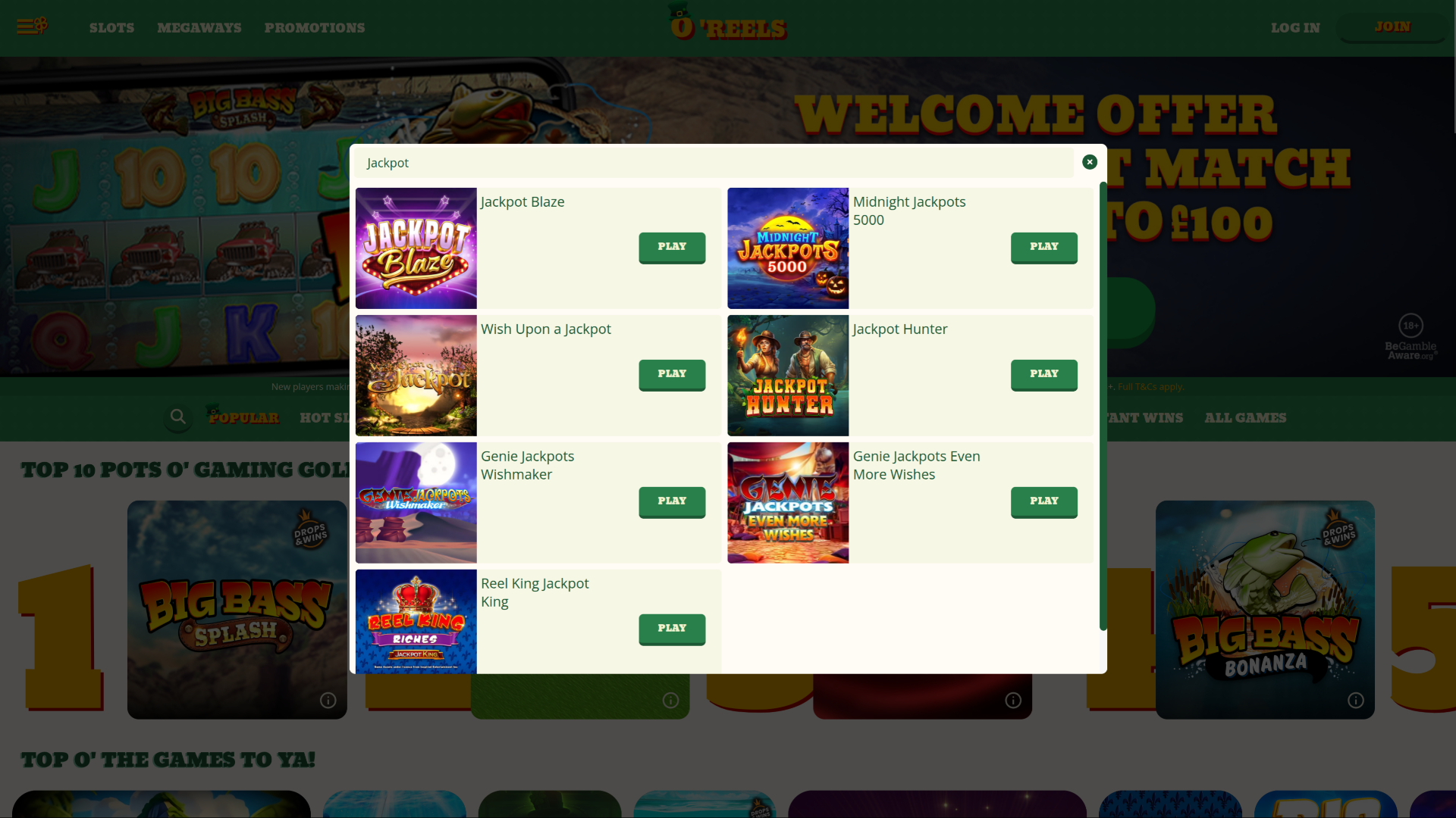 Jackpot de escritorio de Oreels Casino