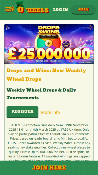Promociones móviles de Oreels Casino
