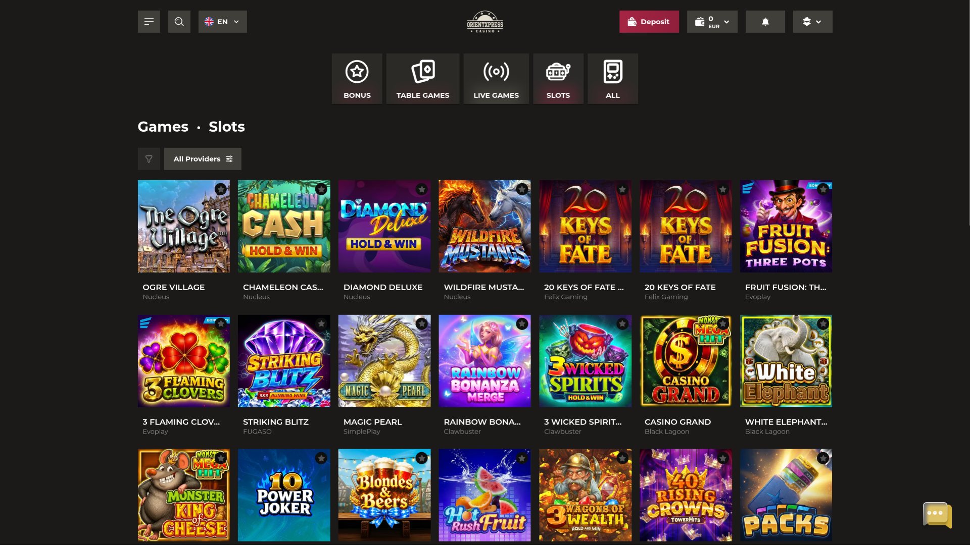 OrientXpress Casino Desktop-Spiele
