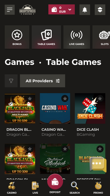 OrientXpress Casino Mobile Tischspiele