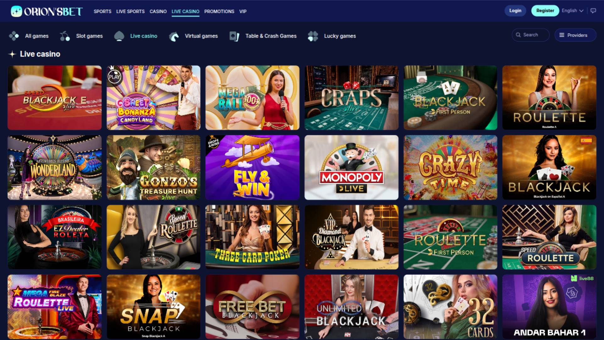 Orion'sBet Casino Croupier en direct