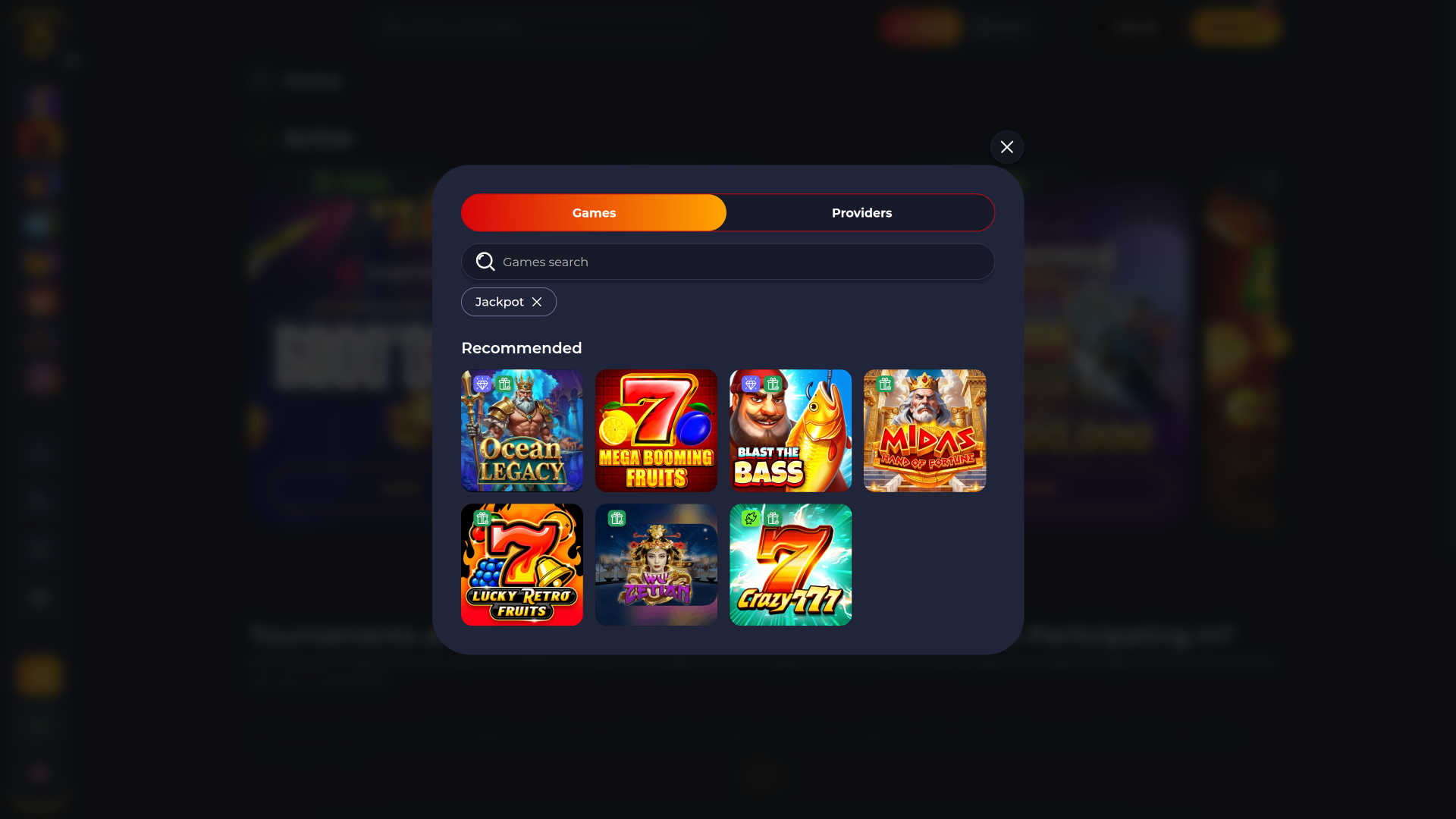 Oro.gg Casino Desktop Jackpot