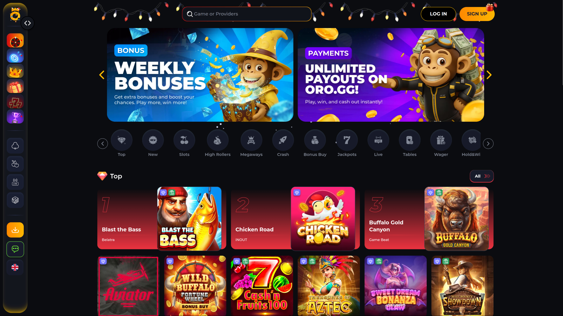 Homepage di Oro Casino