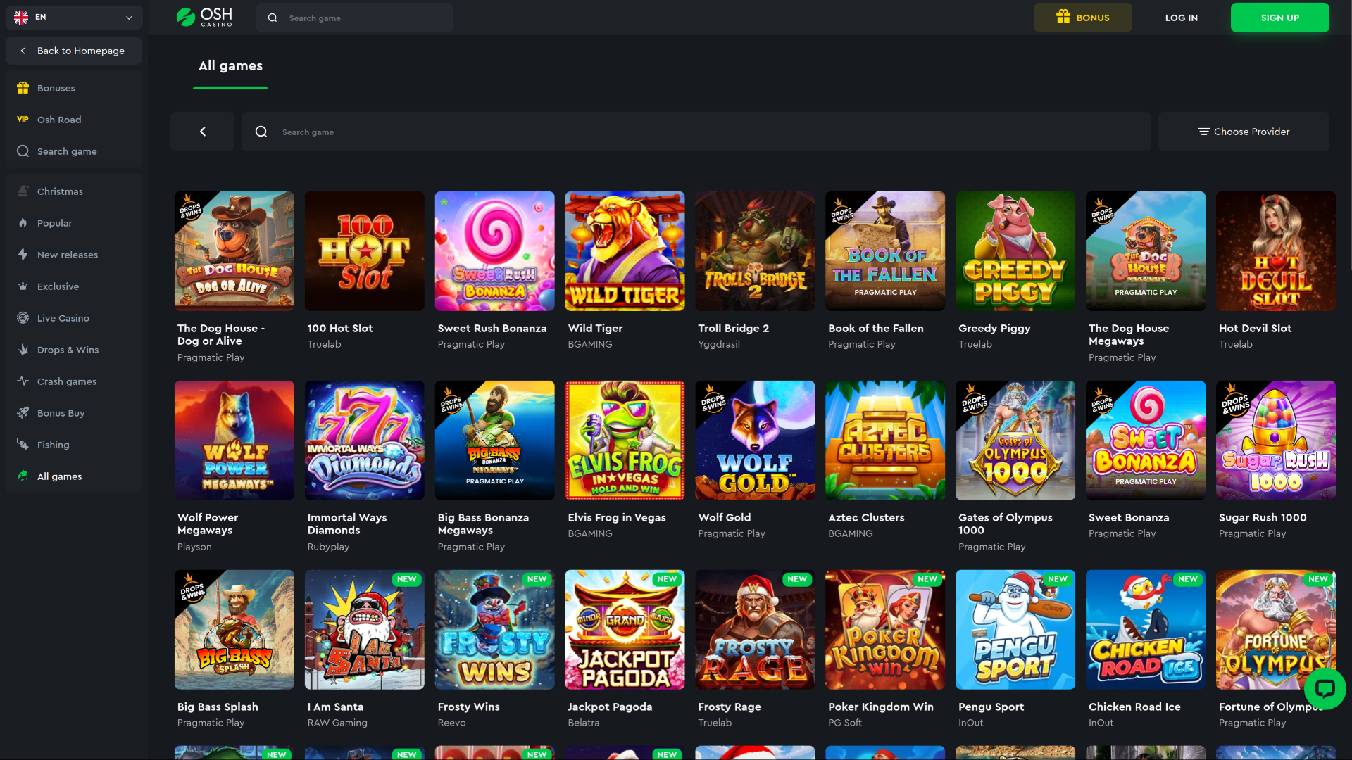 Giochi desktop del casinò Osh