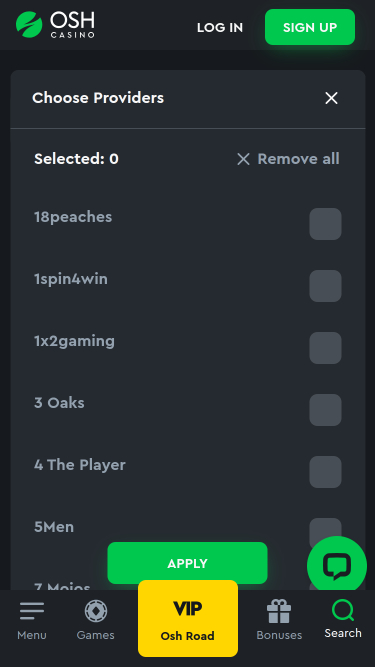 Sviluppatori di giochi per dispositivi mobili Osh Casino