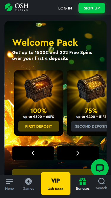 Promozioni per dispositivi mobili del casinò Osh