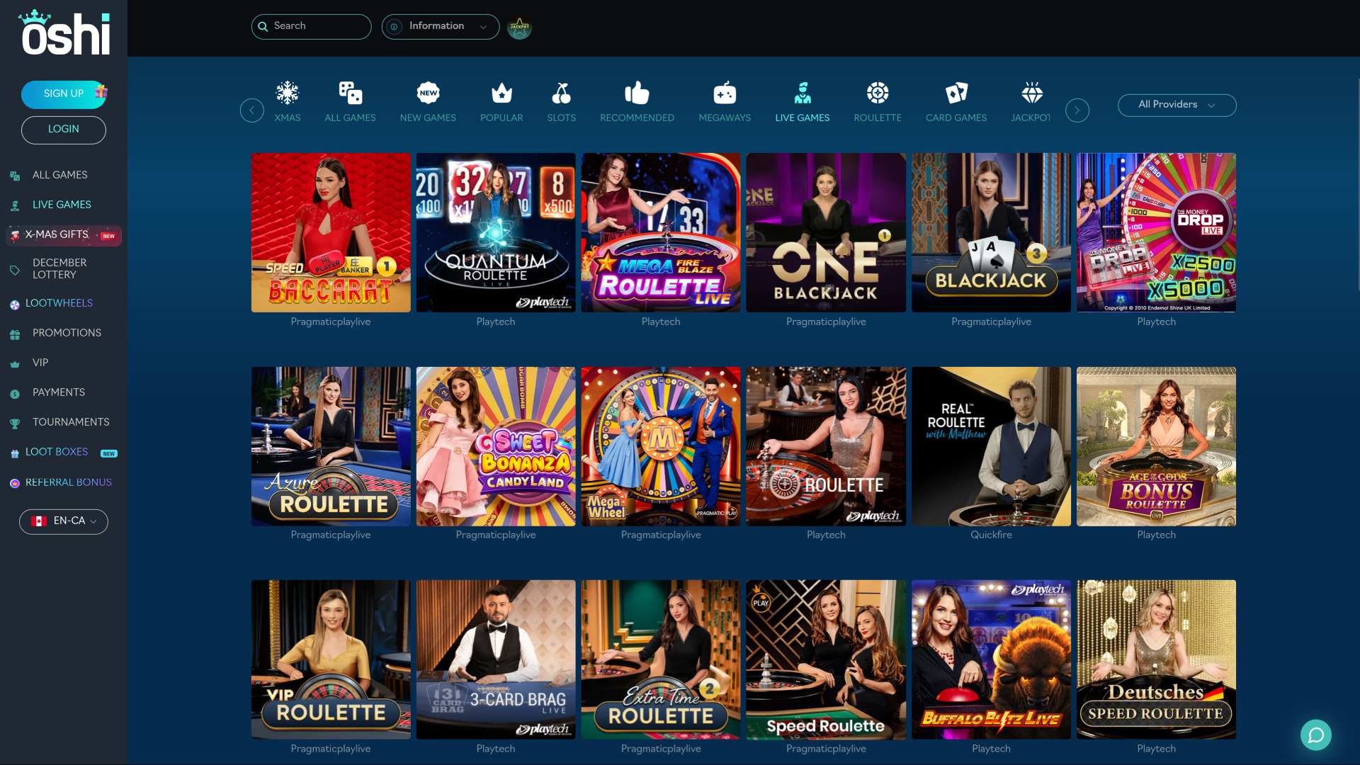 Casino Oshi sur ordinateur avec croupier en direct