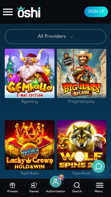 Jeux mobiles Oshi Casino