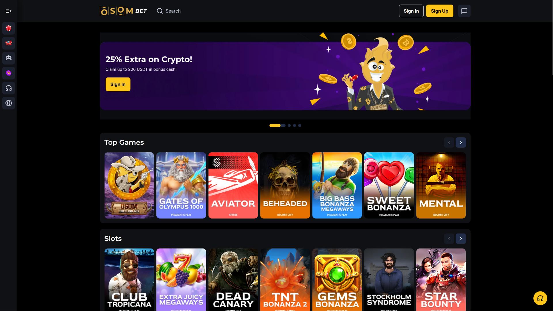 Page d'accueil du casino Osombet