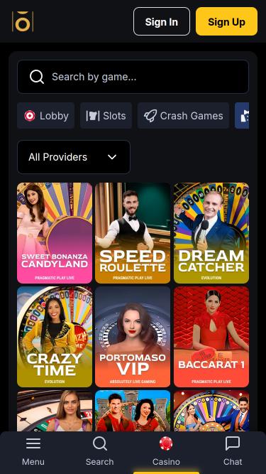 page mobile des croupiers en direct du casino Osombet