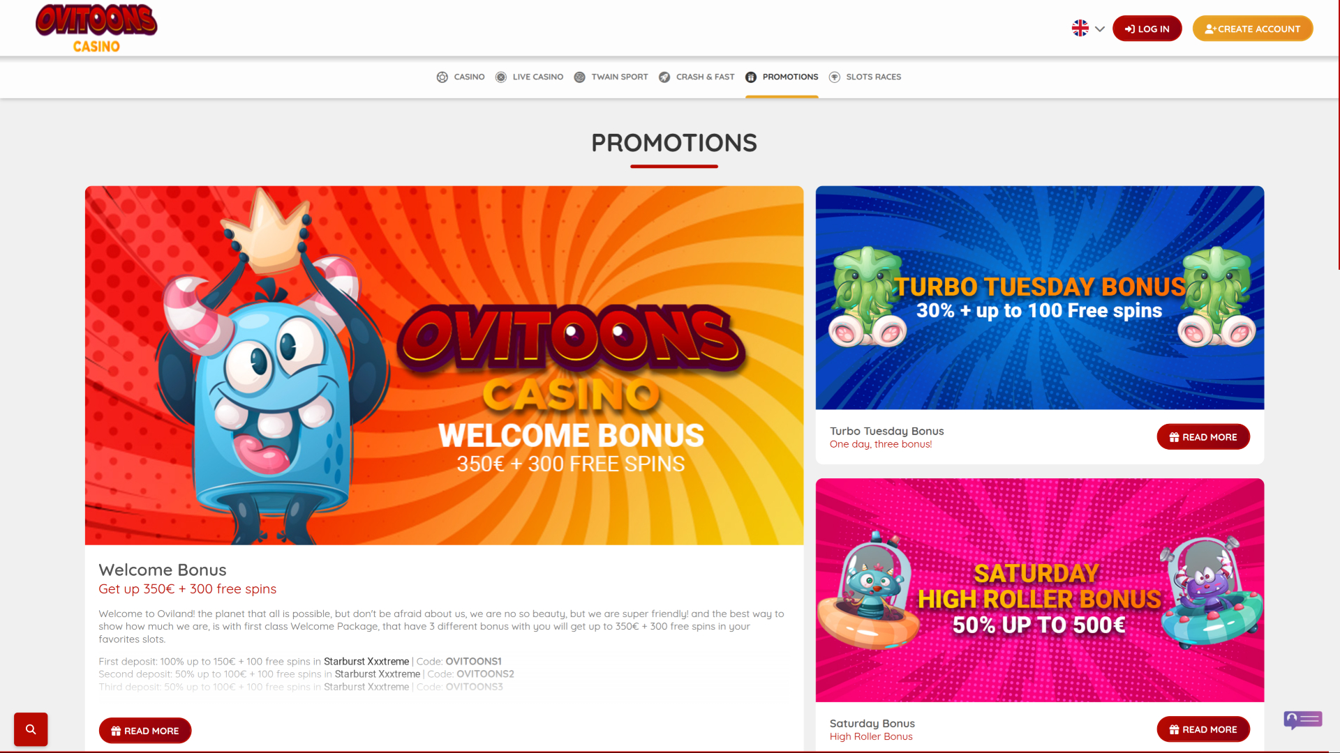 Promotions Ovitoons Casino sur ordinateur