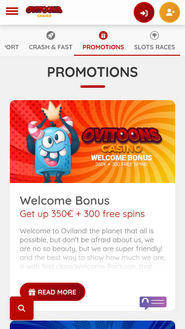 Promotions mobiles du casino Ovitoons