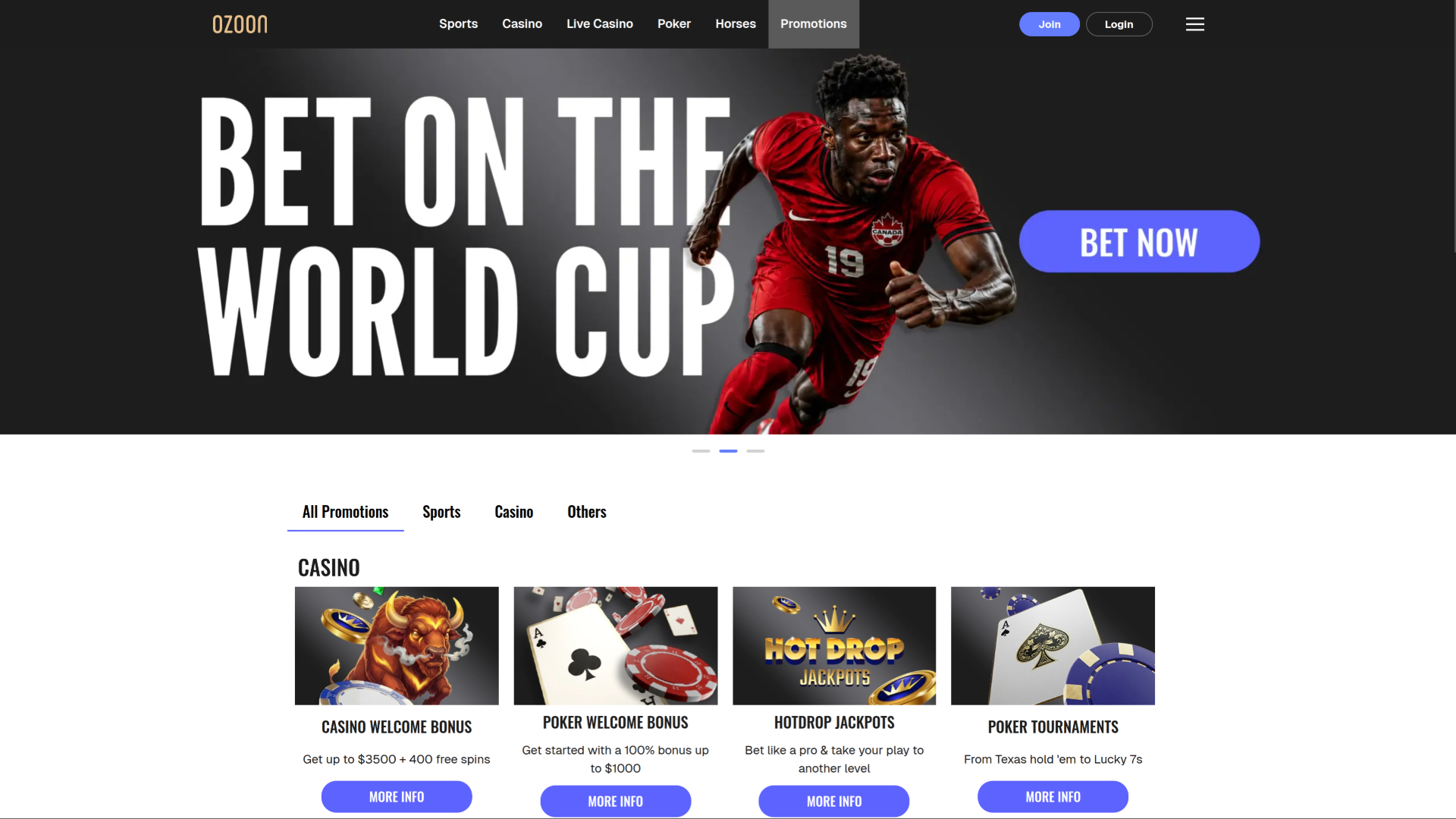 Promotions Ozoon Casino sur ordinateur