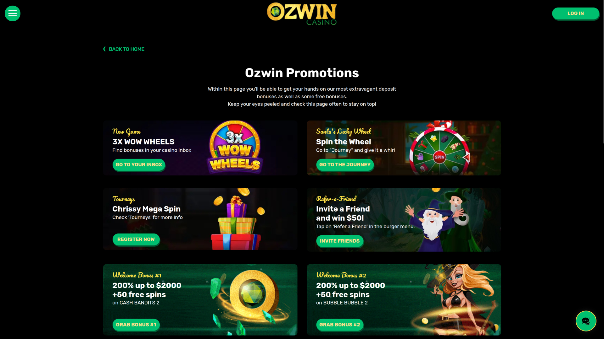 Promotions Ozwin Casino sur ordinateur