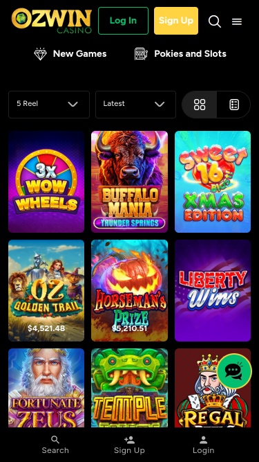 Jeux mobiles du casino Ozwin