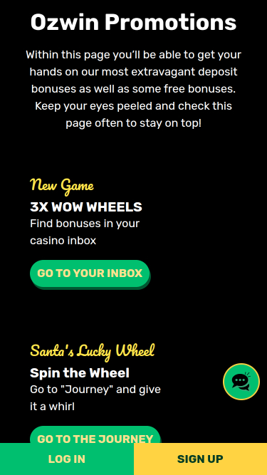 Promotions mobiles du casino Ozwin