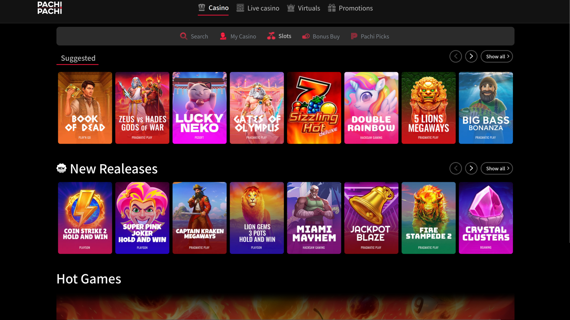 PachiPachi Casino Desktop-Spiele