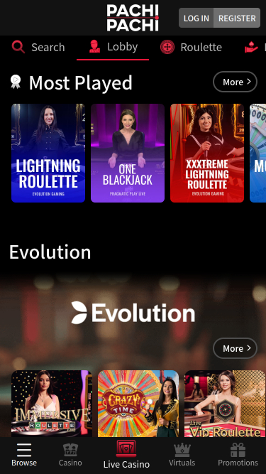 PachiPachi Casino Mobile Live Dealer