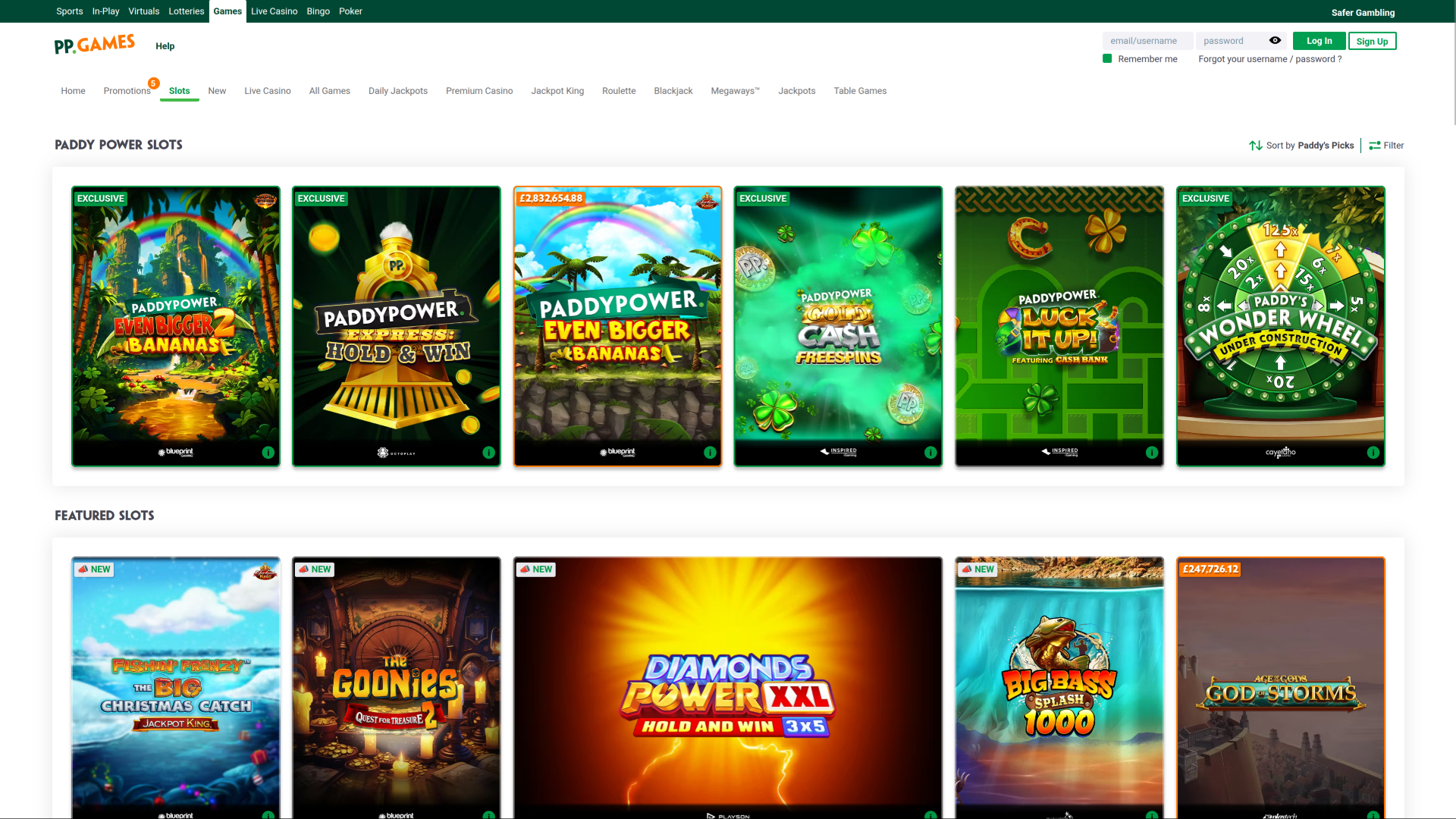 Juegos de escritorio del casino Paddy Power