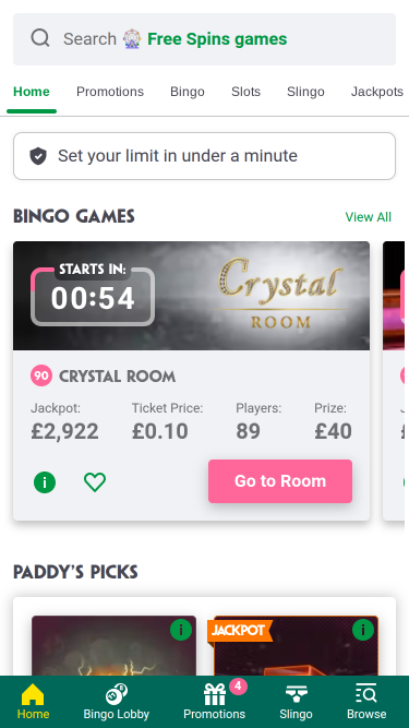 Bingo móvil del casino Paddy Power