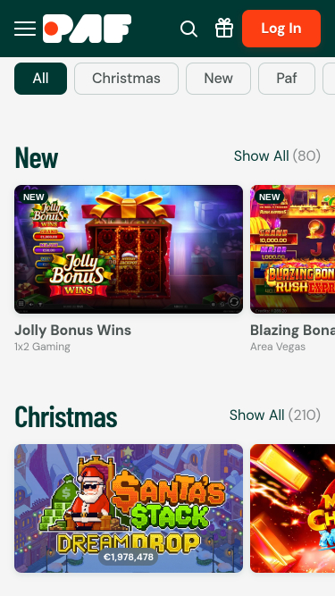 Juegos móviles de Paf Casino