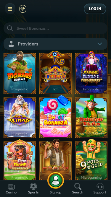 Jeux mobiles Palm Casino