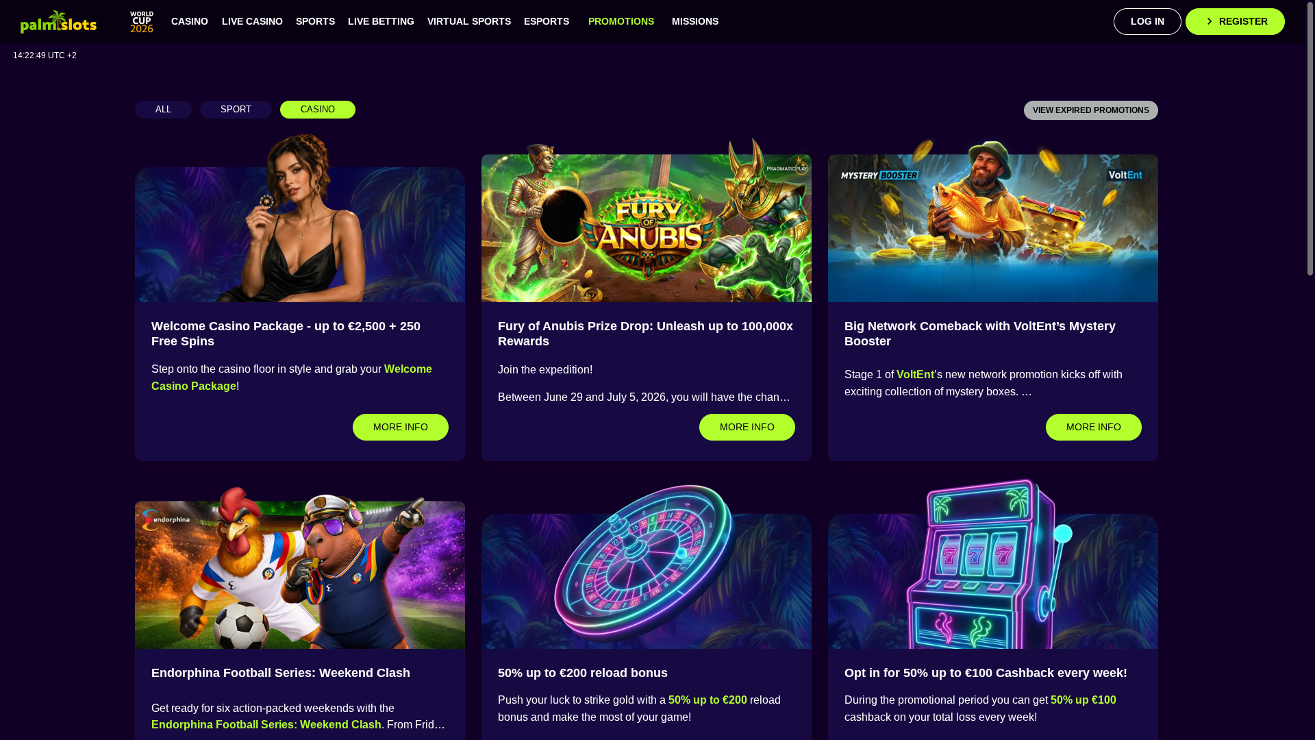 Palmslots Casino Desktop Promotions