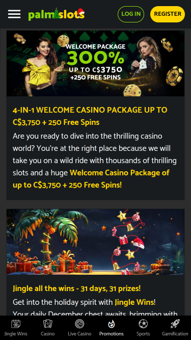 Promociones móviles del casino Palmslots