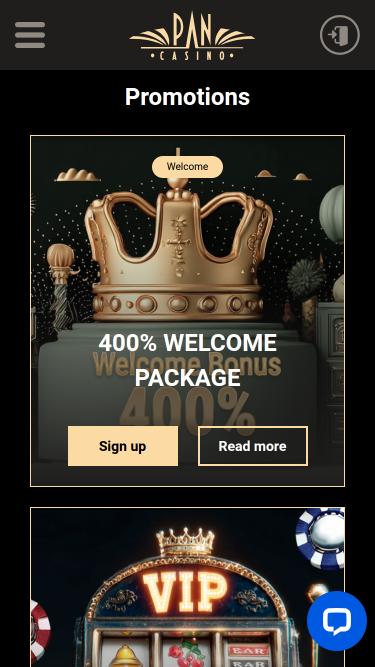 Promociones móviles de Pan Casino