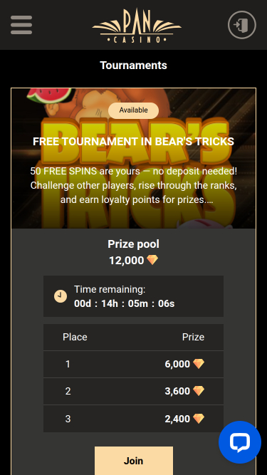 Torneos móviles de Pan Casino