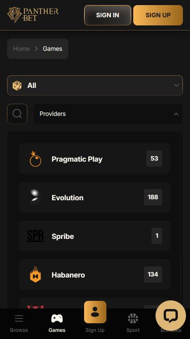 Développeurs de jeux mobiles de casino PantherBet