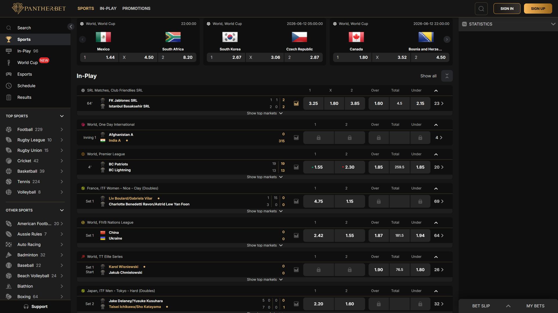 PantherBet Casino Sports sur ordinateur