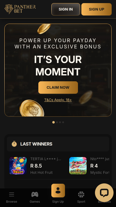 Page d'accueil mobile du casino PantherBet