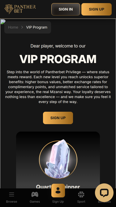 PantherBet Casino Mobile VIP