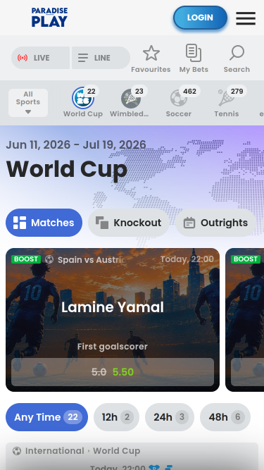 ParadisePlay Casino Mobile Scommesse sportive
