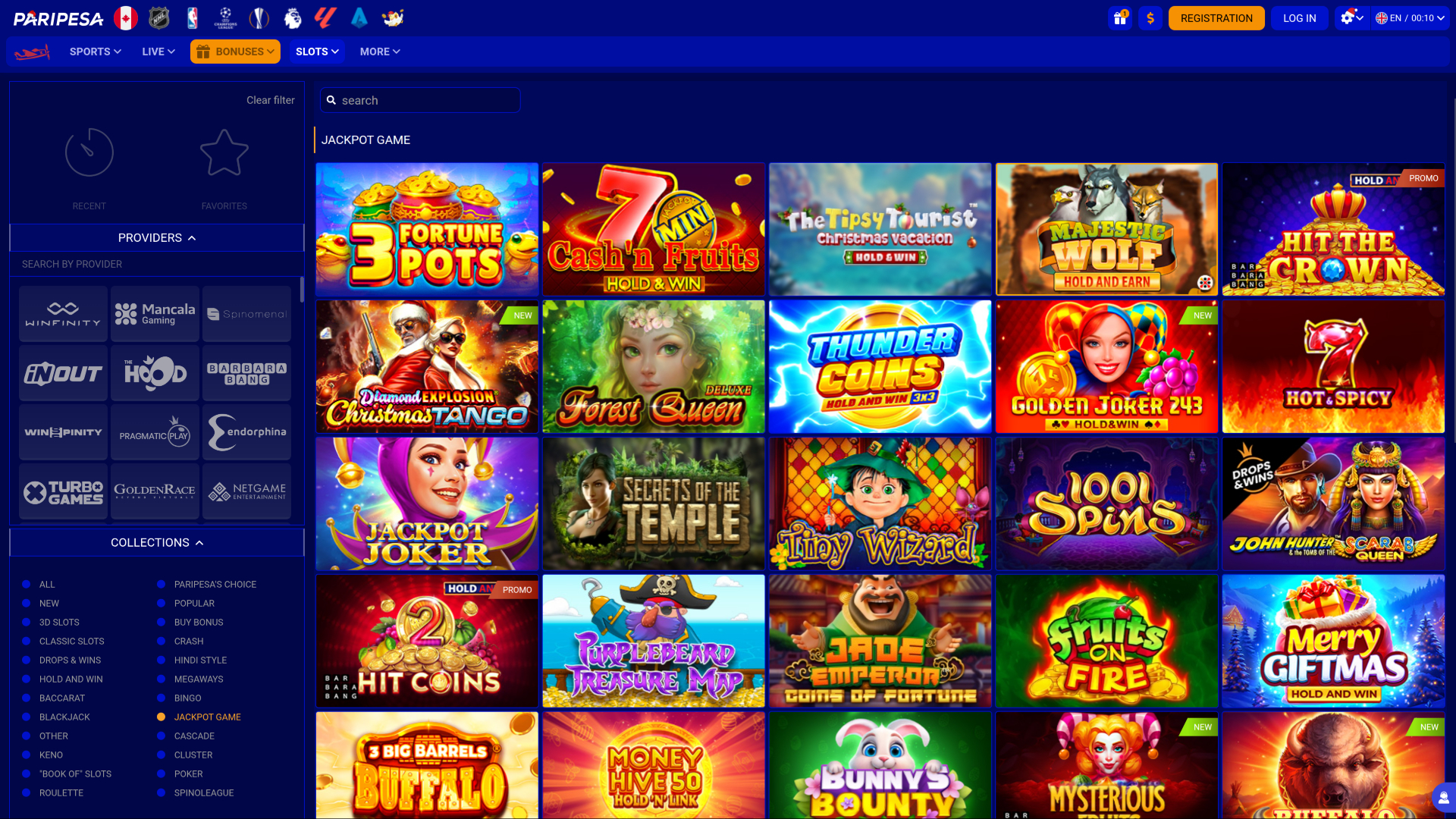 Jackpot de escritorio de PariPesa Casino
