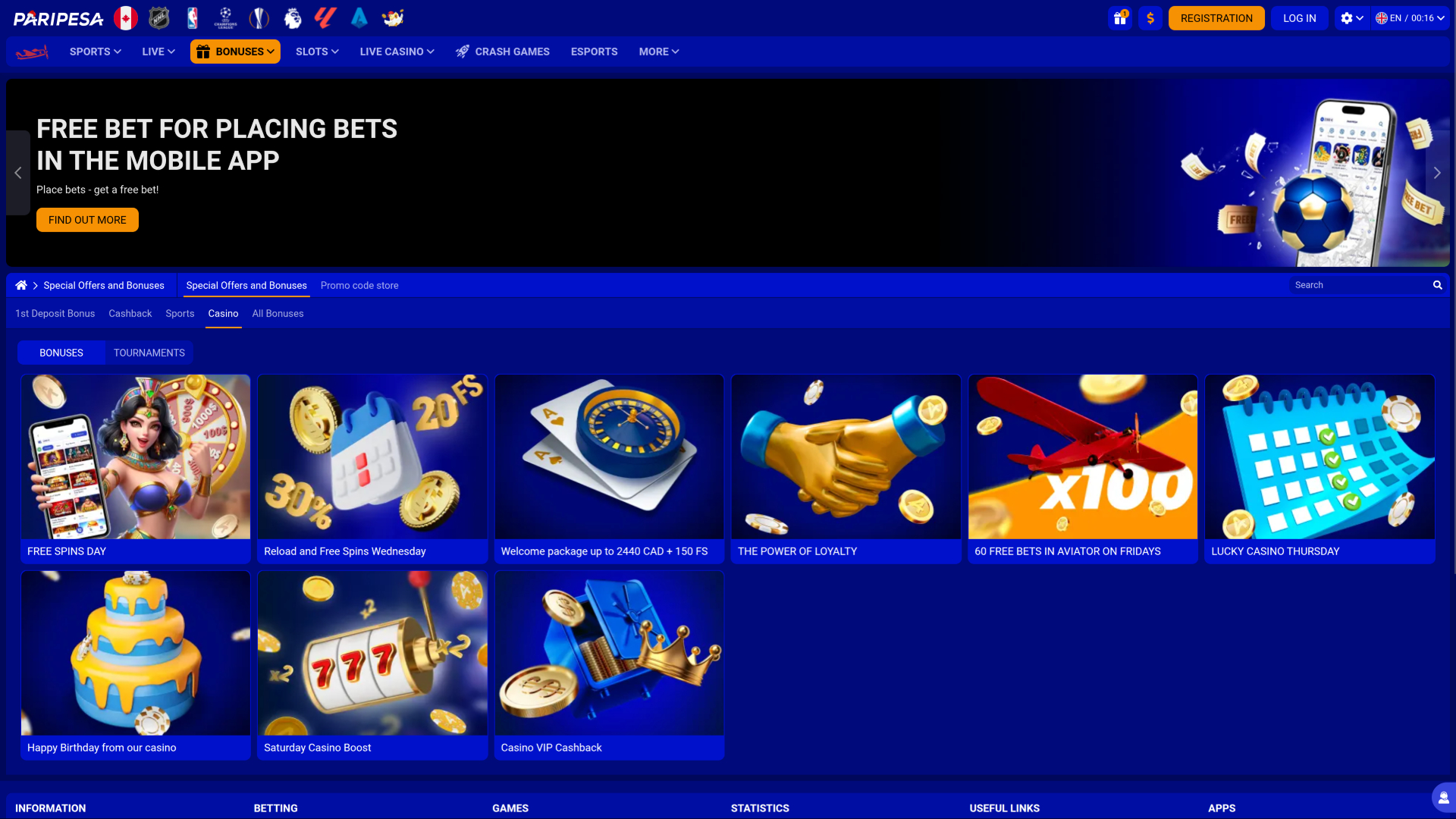 Promociones de escritorio de PariPesa Casino