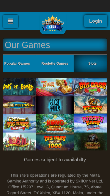 Giochi per cellulari del casinò Paris Vegas