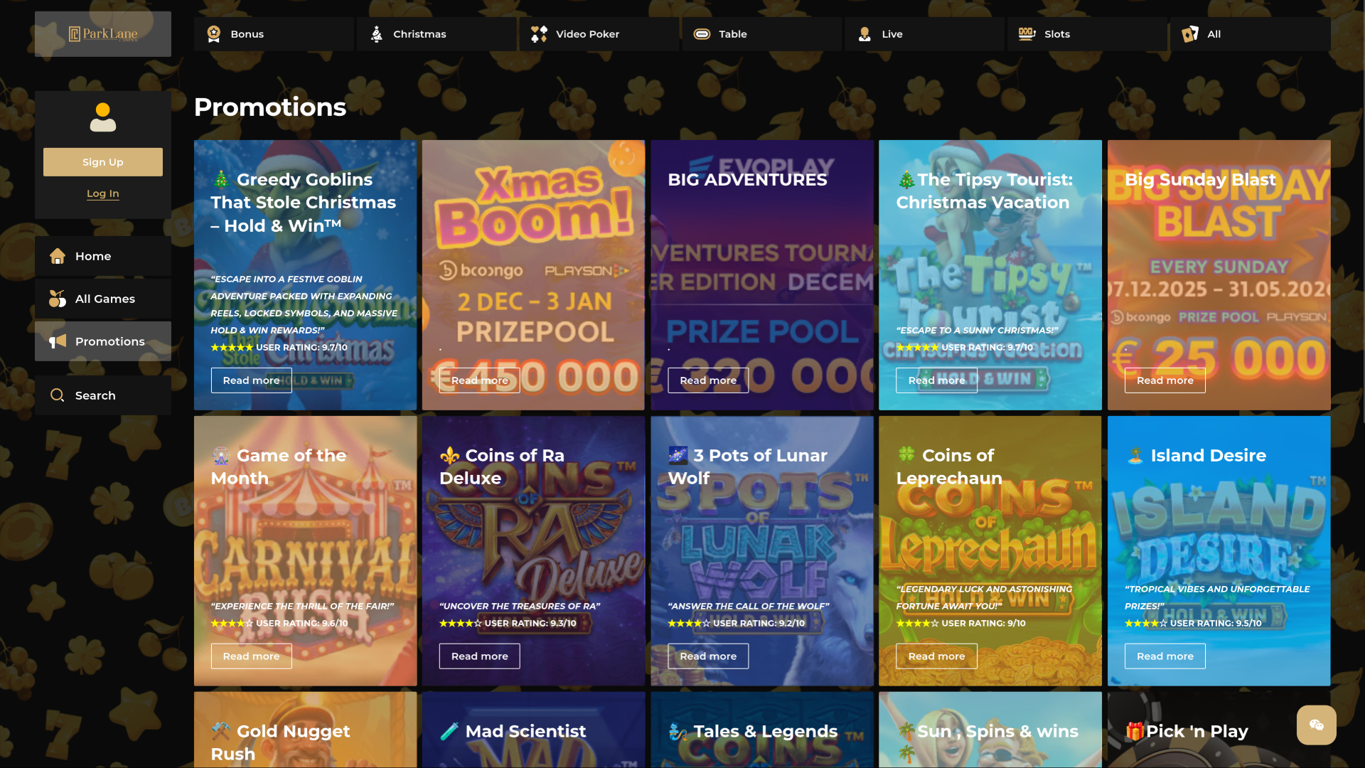 Park Lane Casino Desktop Promotions