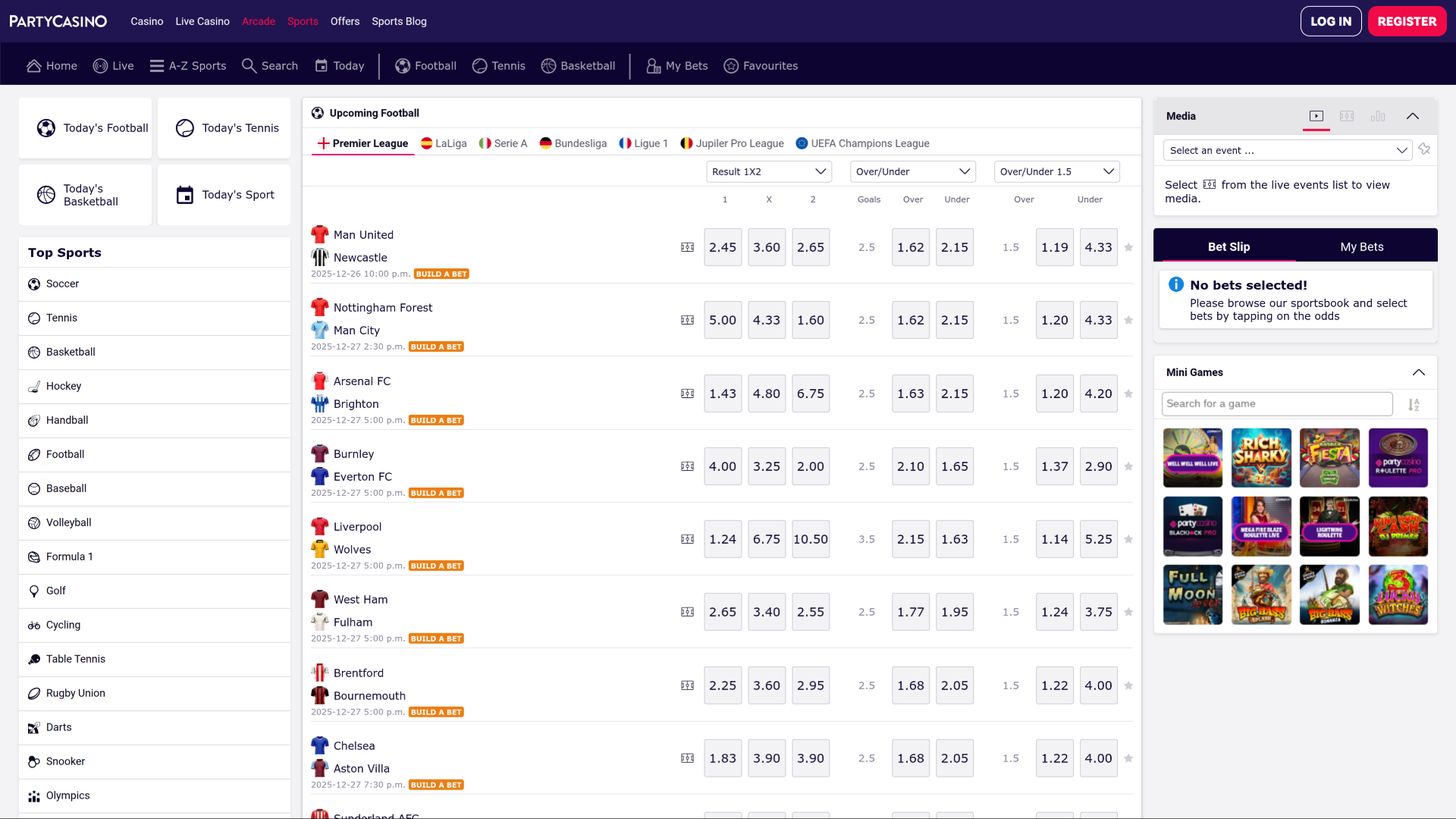 PartyCasino Sports sur ordinateur