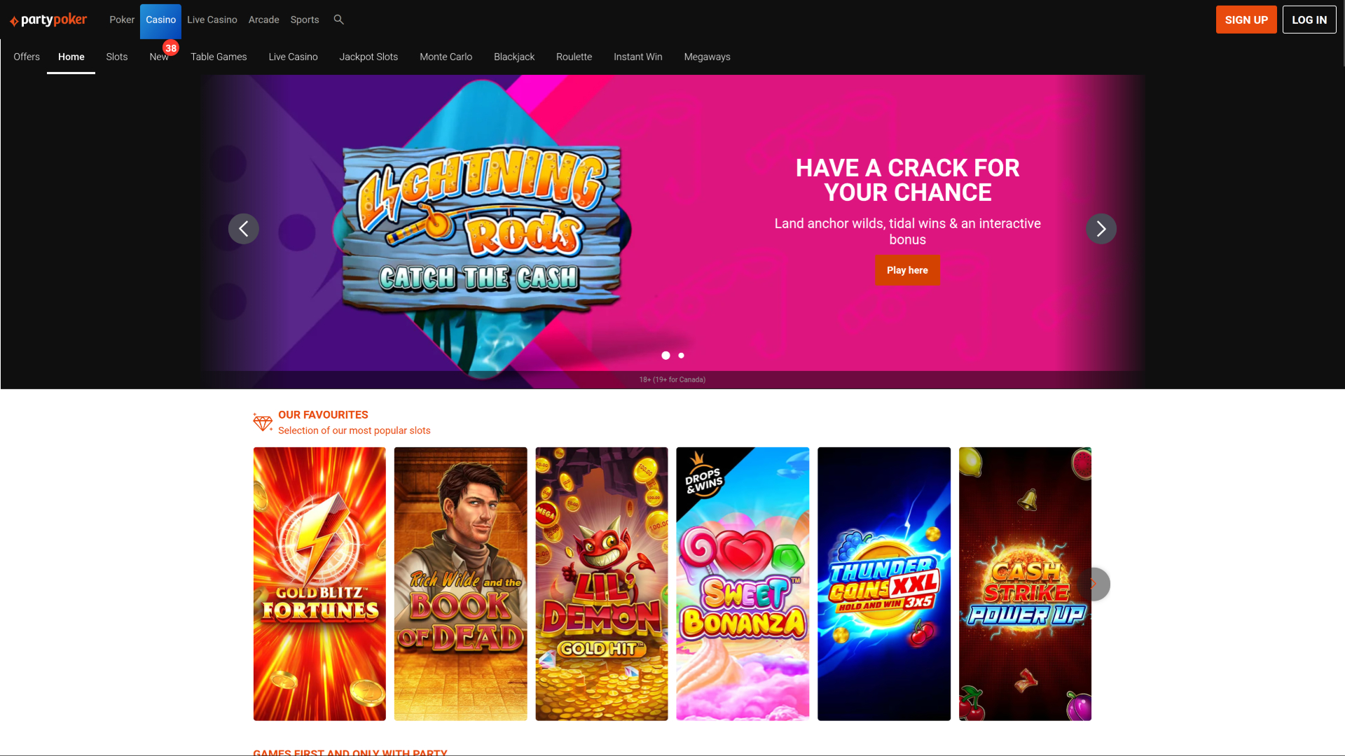 Homepage desktop di PartyPoker