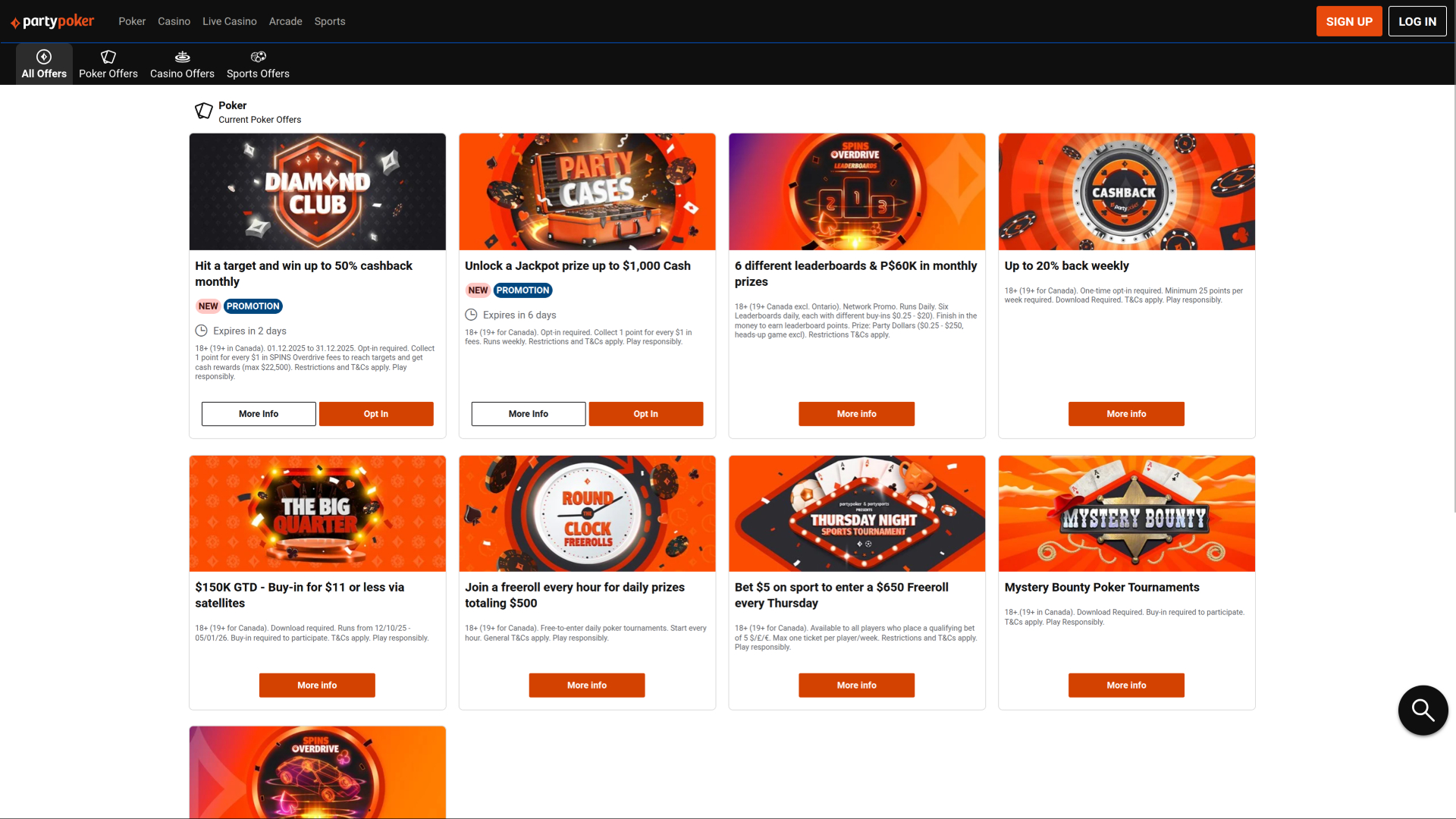 Promozioni desktop di PartyPoker