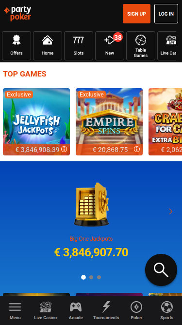 Jackpot mobile di PartyPoker