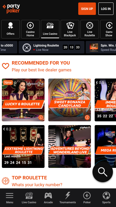 PartyPoker Mobile Croupier dal Vivo