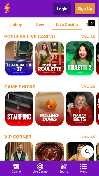 Casino mobile PartySpins avec croupier en direct