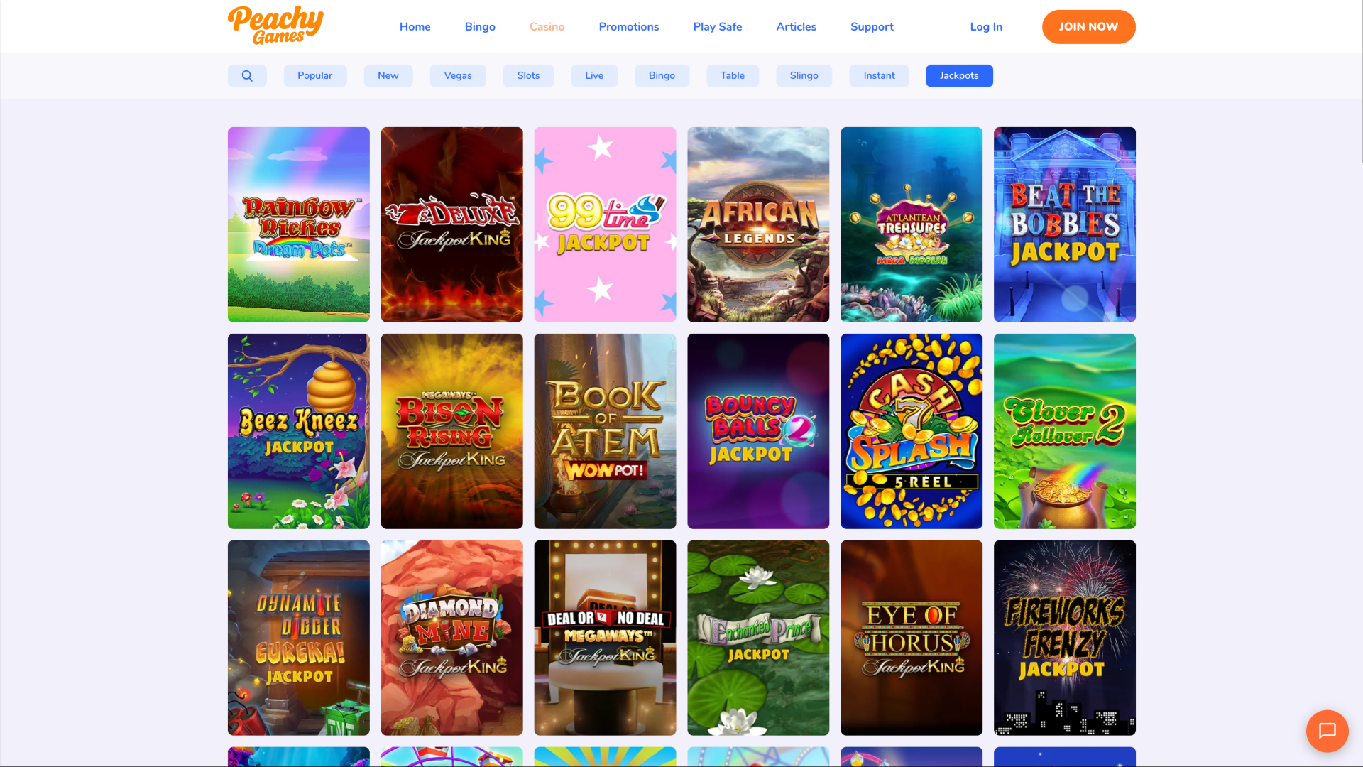Jackpot de escritorio del casino PeachyGames