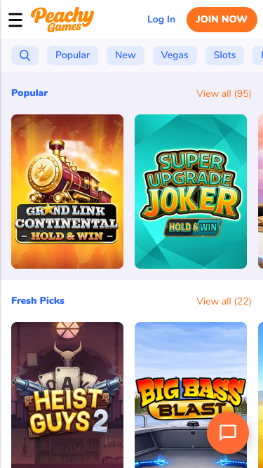Juegos móviles del casino PeachyGames