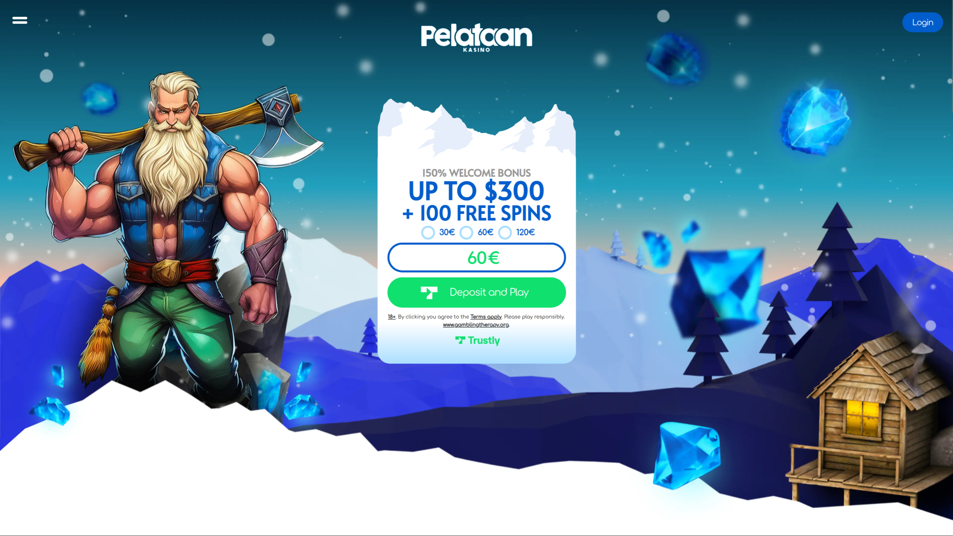 Page d'accueil de Pelataan Casino pour ordinateur